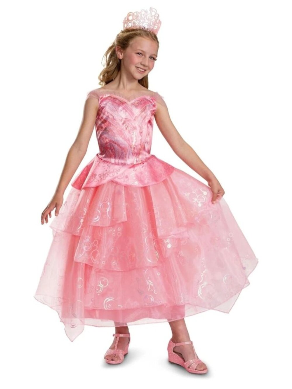 Girls Wicked Glinda Halloween Costume S Pink Princess Dress Sequins Tiered